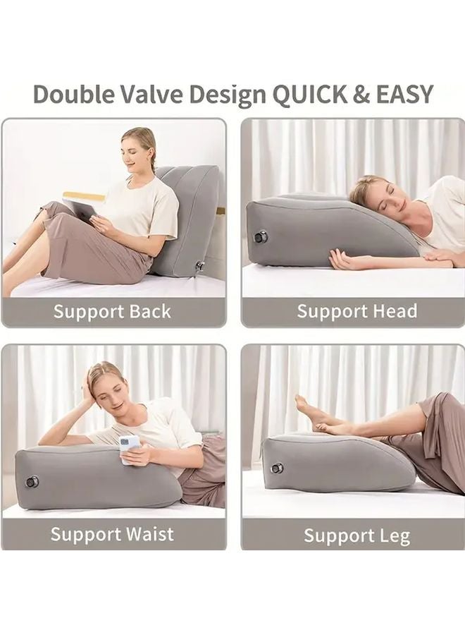 Blue Inflatable Body Pillow for Sleeping and Reading Polyester Cover Fiber Fill 1pc - Image 5